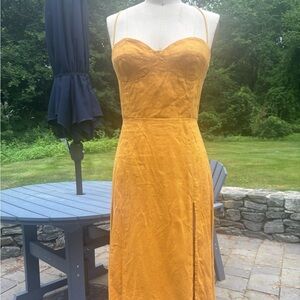 Reformation Nebraska A-Line Linen Midi Dress yellow Women’s 6